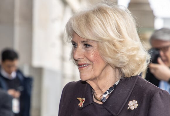 Le roi Charles III d'Angleterre et Camilla Parker Bowles, reine consort d'Angleterre, arrivent au Bundestag lors de leur visite d'Etat à Berlin, le 30 mars 2023. Le couple royal a été accueilli par Bärbel Bas, la présidente du Bundestag. Le souverain doit y prononcer un discours dont une partie en allemand. 