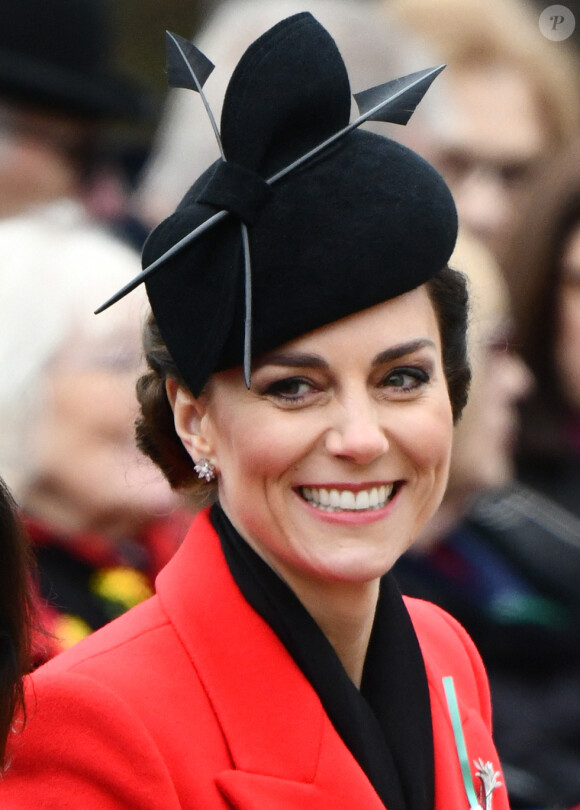 Kate Catherine Middleton, princesse de Galles, en visite au "1st Battalion Welsh Guards at Combermere Barracks "à Windsor, à l'occasion de la Saint-David. Le 1er mars 2023 
