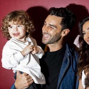 Rachel Legrain-Trapani et son compagnon Valentin Léonard et leur fils Andrea - Backstage lors du défilé d'ouverture du salon du chocolat 2022 à Paris porte de Versailles le 27 octobre 2022. © Veeren / Pierre Perusseau / Bestimage