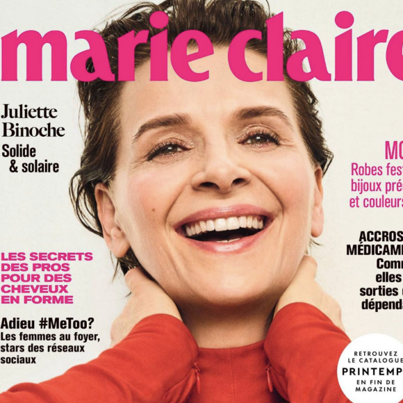 Juliette Binoche en Une du magazine "Marie-Claire"