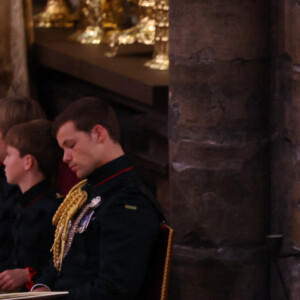 Le prince William, prince de Galles, et Catherine (Kate) Middleton, princesse de Galles, La princesse Charlotte de Galles, Le prince Louis de Galles, Le prince Edward, duc d'Edimbourg et Sophie, duchesse d'Edimbourg, James Mountbatten-Windsor, Comte de Wessex, Lady Louise Windsor, Le duc et la duchesse de Gloucester, Vice Admiral Sir Tim Laurence et La princesse Anne, Le prince Andrew, duc d'York, La princesse Beatrice d'York - Les invités à la cérémonie de couronnement du roi d'Angleterre à l'abbaye de Westminster de Londres, Royaume Uni, le 6 mai 2023.