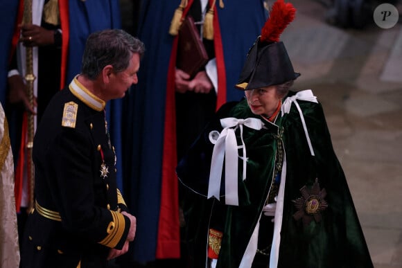 La princesse Anne a fait forte impression.
La princesse Anne et le Vice Admiral Sir Tim Laurence à l'abbaye de Westminster de Londres, Royaume-Uni, le 6 mai 2023. © Agence / Bestimage