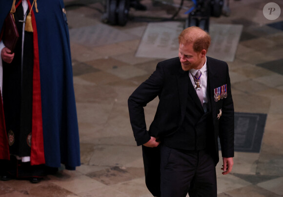Le prince Harry, duc de Sussex à l'Abbaye de Westminster de Londres, Royaume-Uni, le 6 mai 2023. © Agence / Bestimage
