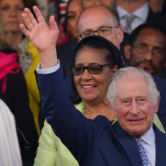 Camilla Parker Bowles, reine consort d'Angleterre et le roi Charles III d'Angleterre au concert du couronnement du roi et de la reine dans l'enceinte du château de Windsor, Royaume Uni, le 7 mai 2023.