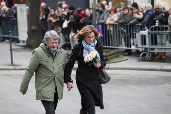 Jean-Louis Borloo et sa femme Béatrice Schönberg - Arrivées aux obsèques de France Gall au cimetière de Montmartre à Paris le 12 janvier 2018. 