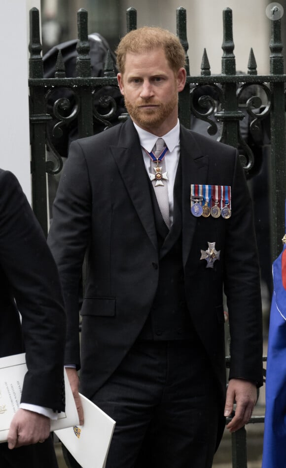 Sortie de la cérémonie de couronnement du roi d'Angleterre à l'abbaye de Westminster de Londres Le prince Harry, duc de Sussex lors de la cérémonie de couronnement du roi d'Angleterre à Londres, Royaume Uni, le 6 mai 2023. 