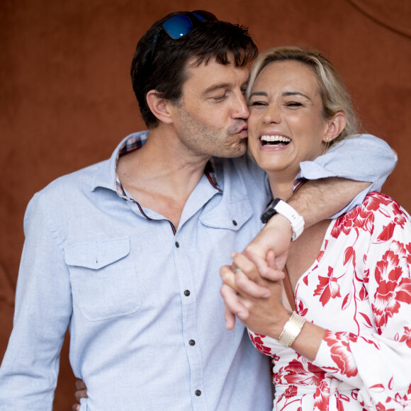 Elodie Gossuin et son mari Bertrand Lacherie au village lors des internationaux de France à Roland Garros le 12 juin 2021. © JB Autissier / Panoramic / Bestimage