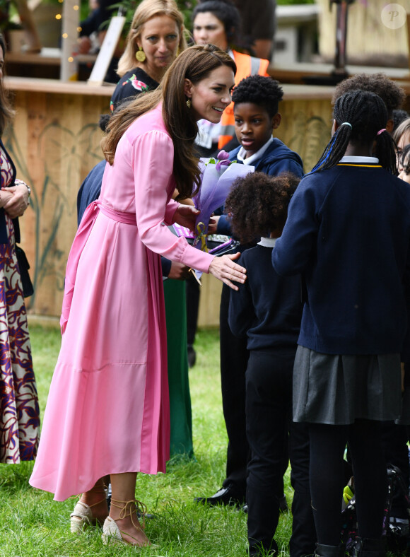 Catherine (Kate) Middleton, princesse de Galles, à l'exposition horticole "Chelsea Flower Show" à l'hôpital royal de Chelsea à Londres, le 22 mai 2023. 