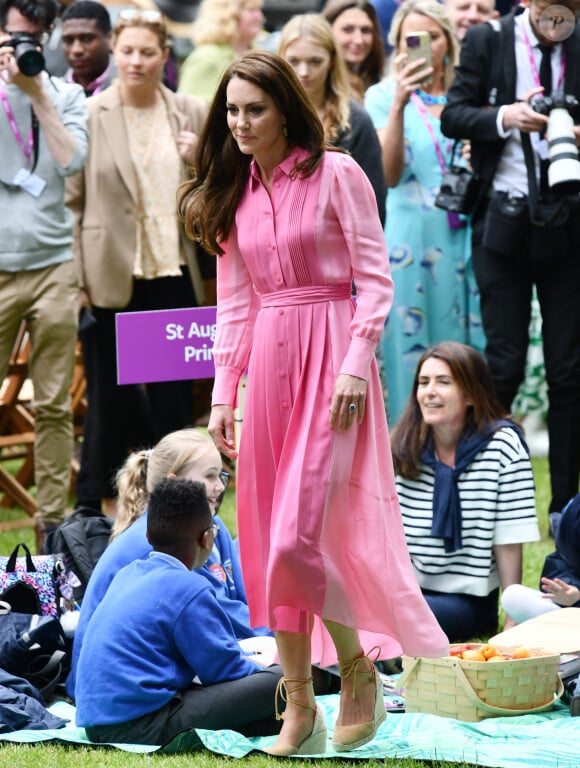 Catherine (Kate) Middleton, princesse de Galles, à l'exposition horticole "Chelsea Flower Show" à l'hôpital royal de Chelsea à Londres, le 22 mai 2023. 