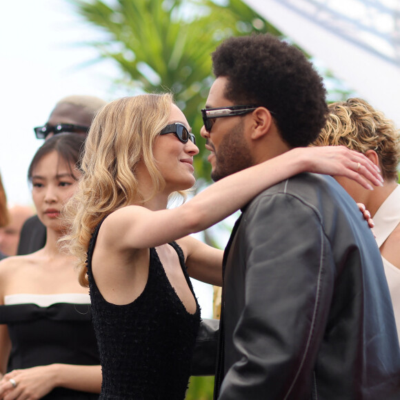 Abel "The Weeknd' Tesfaye, Lily Rose-Depp au photocall de "The Idol" lors du 76ème Festival International du Film de Cannes, le 23 mai 2023. © Jacovides / Moreau / Bestimage