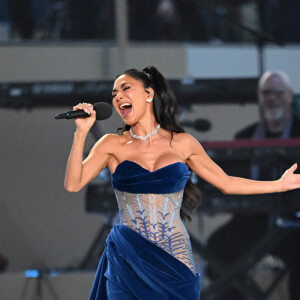 Nicole Scherzinger au concert du couronnement du roi et de la reine dans l'enceinte du château de Windsor, Royaume Uni, le 7 mai 2023.