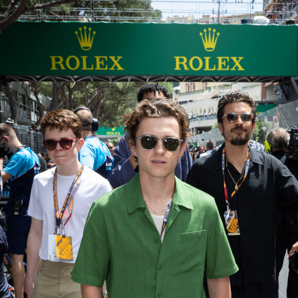 Tom Holland et son frère Paddy Holland, Orlando Bloom - People sur la grille de départ lors du 80ème Grand Prix de Monaco de Formule 1 à Monaco le 28 mai 2023. © Olivier Huitel/Pool Monaco