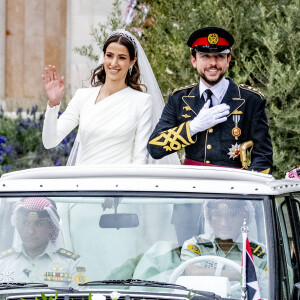 Rajwa al Saif - Mariage du prince Hussein de Jordanie et de Rajwa al Saif, au palais Zahran à Amman (Jordanie), le 1er juin 2023.