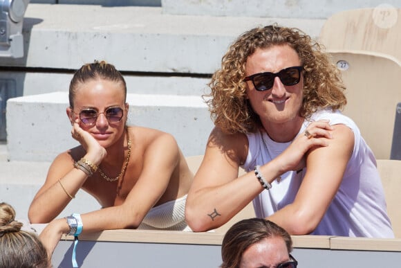 Kiara Amato et Joalukas Noah (fils de Y.Noah et I.Camus) en tribunes lors des Internationaux de France de tennis de Roland Garros 2023 à Paris, France, le 1er juin 2023. © Jacovides-Moreau/Bestimage