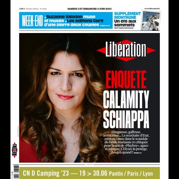 Marlène Schiappa en couverture du magazine Libération, samedi 3 et dimanche 4 juin 2023.
© Libération