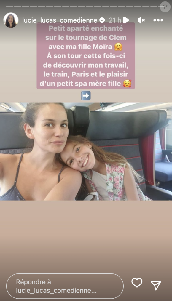 Et elle n'a pas fait le déplacement seule. 
Lucie Lucas emmène sa fille Moïra sur le tournage de la série "Clem" à Paris. Instagram