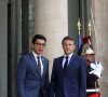 Emmanuel Macron recevait son homologue malgache Andry Rajoelina
Un membre de la garde républicaine s'écroule sur les marches du palais - Le président de la république, Emmanuel Macron recoit le Président de la République de Madagascar, Andry RAJOELINA pour un entretien au palais de l'Elysée, à Paris, France, le 9 juin 2023. © Stéphane Lemouton/Bestimage 