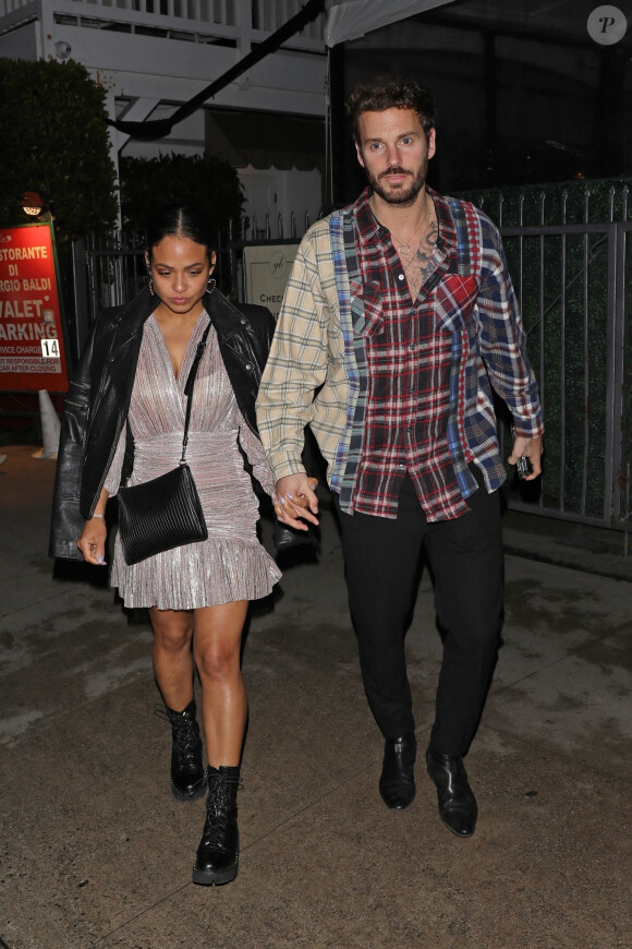 Exclusif - Matt Pokora (M. Pokora) et sa femme Christina Milian ont dîné avec Tony Parker au restaurant Giorgio Baldi à Santa Monica le 9 janvier 2021. 