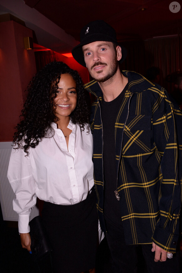 Matt Pokora et sa femme Christina Milian lors de la soirée d'anniversaire de C.Bruna (27 ans) au restaurant Giusé Trattoria à Paris, France, le 1er octobre 2021. Un événement organisé par Five Eyes Production. © Rachid Bellak/Bestimage 