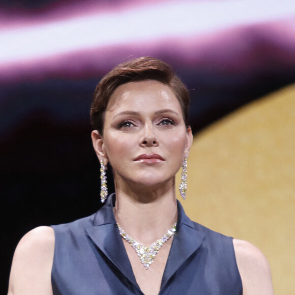 La princesse Charlene de Monaco lors de la cérémonie de clôture de la 62ème édition du festival de télévision de Monte-Carlo le 20 juin 2023. © Denis Guignebourg / Bestimage 