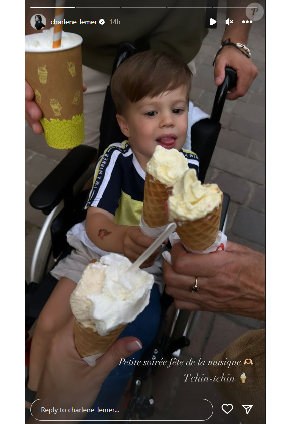 Thyam, le jeune fils de Charlène et Benoît (Secret Story) en fauteuil après un accident de vélo. Instagram, 21 juin 2023.