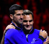 "Je pense que ce qu'a fait Novak est incroyable", a déclaré le Suisse
 
Roger Federer (Sui) et Novak Djokovic (Ser) - Tournoi de tennis Laver Cup à l'O2 Arena de Londres, Grete-Bretagne, le 25 septembre 2022.