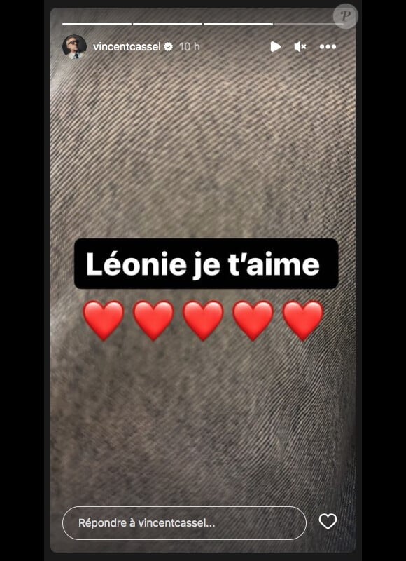 Papa de deux filles, il l'a rappelé en concluant sa tirade d'un : "Léonie, je t'aime".
Vincent Cassel rend hommage à sa fille Léonie. Instagram, le 27 juin 2023.