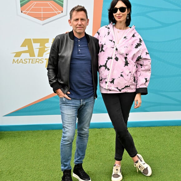 Daniel Riolo et sa compagne Géraldine Maillet - Célébrités en tribune lors du tournoi Rolex Monte Carlo Masters 2023 à Roquebrune-Cap-Martin le 15 avril 2023. © Bruno Bebert/Bestimage 