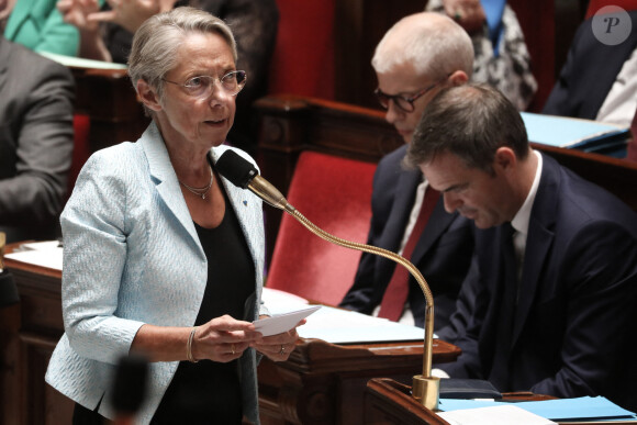 Élisabeth Borne, Première ministre lors de la séance de questions au gouvernement à l'Assemblée nationale, à Paris, France, le 27 juin 2023. © Stéphane Lemouton/Bestimage 