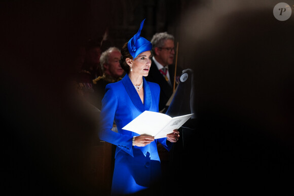 La princesse Kate Middleton en Écosse, dans la cathédrale St Giles d'Edimbourg pour la suite du deuxième couronnement de Charles III, le 5 juillet 2023