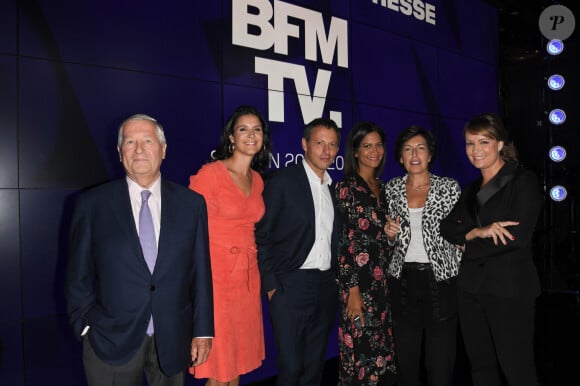 Marc-Olivier Fogiel, PDG de BFM.TV, Aurélie Casse, Ruth Elkrief, Apolline de Malherbe, Alain Duhamel, Adeline François - Conférence de presse de rentrée de BFM.TV à Paris le 5 septembre 2019. © Guirec Coadic / Bestimage