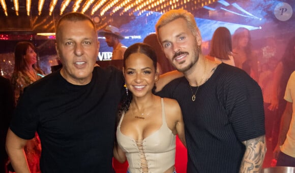 Exclusif - Jean-Roch, M. Pokora (Matt Pokora), sa femme Christina Milian - People dînent au restaurant "Gioia" avant de faire la fête au VIP Room à Saint-Tropez le 28 juillet 2022. © Hippolyte Hamonet/Bestimage