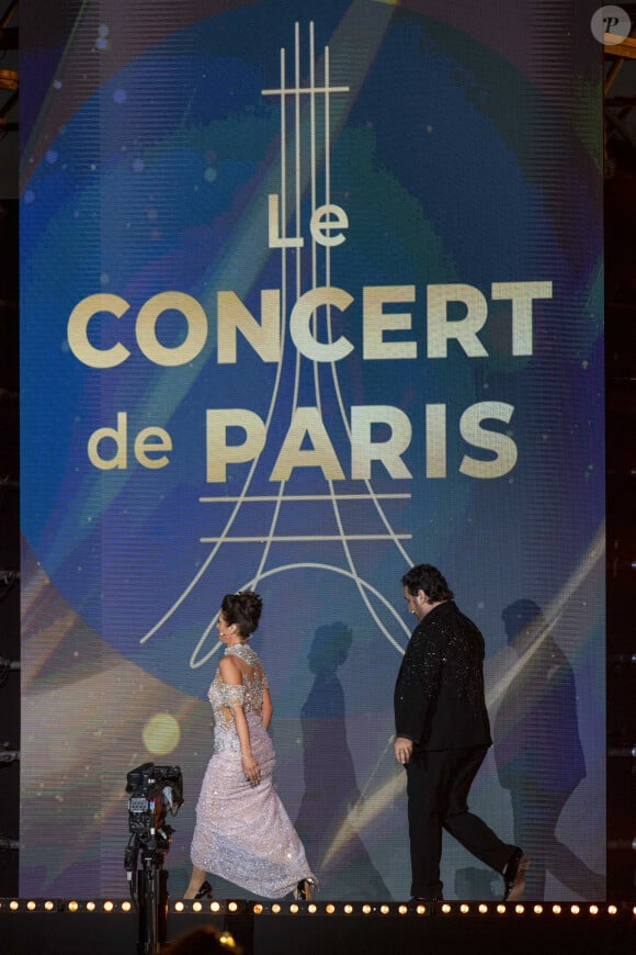Exclusif - Ludovic Tézier et Ermonela Jaho - 10e anniversaire du "Grand Concert de Paris" au pied de la Tour Eiffel sur le Champ-de-Mars à Paris, le 14 juillet 2023. © Perusseau-Veeren/Bestimage