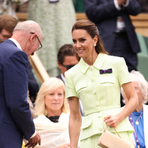 Kate Middleton - Kate Middleton, princesse de Galles, assiste à la finale du tournoi de Wimbledon remportée par Marketa Vondrousova contre Ons Jabeur. La princesse s'est montrée très touchée par les larmes de la Tunisienne. Londres, 15 juillet 2023.