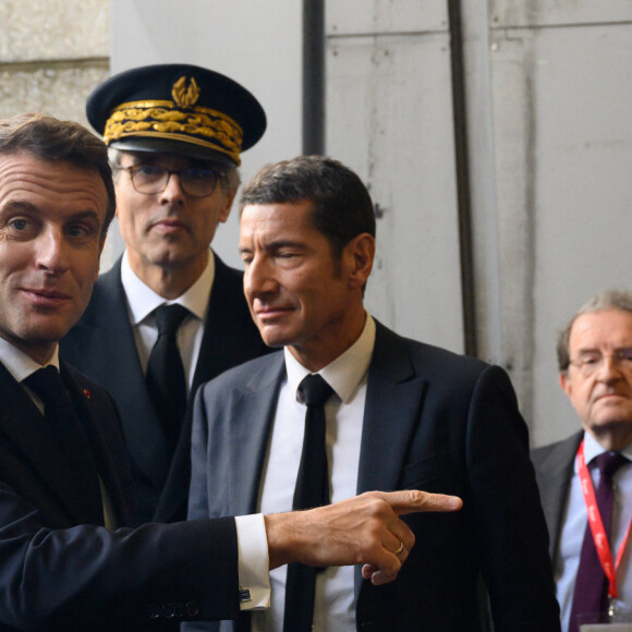 David Lisnard, président de l'Association des maires de France, Gérald Darmanin, ministre de l'Intérieur et des Outre-mer - Le président Emmanuel Macron visite le 104ème salon des maires de France à Paris Porte de Versailles le 23 novembre 2022. © Jacques Witt / Pool / Bestimage 