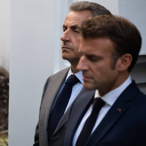 Gérald Darmanin, ministre de l'Intérieur et des Outre-mer, L'ancien président Nicolas Sarkozy - Le président Emmanuel Macron participe à la commémoration du centenaire de l'ouverture de la Grande Mosquée à Paris le 19 octobre 2022. © Celine Bregand / Pool / Bestimage 