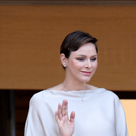 La princesse Charlene durant la célébration de la traditionnelle fête de la Saint Jean à Monaco le 23 juin 2023. © Claudia Albuquerque / Bestimage 