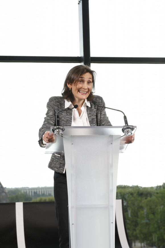 Amélie Oudéa-Castéra lors d'une conférence de presse à Paris, le 24 juillet 2023.