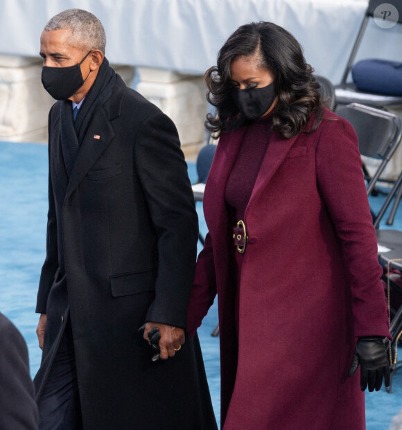 Michelle et Barack Obama - Cérémonie d'investiture du 46e président des Etats-Unis Joe Biden et de la vice-présidente Kamala Harris au Capitole, à Washington. Le 20 janvier 2021.