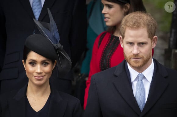 Le prince Harry, duc de Sussex, Meghan Markle, duchesse de Sussex - La famille royale assiste à la messe de Noël à Sandringham le 25 décembre 2018. 