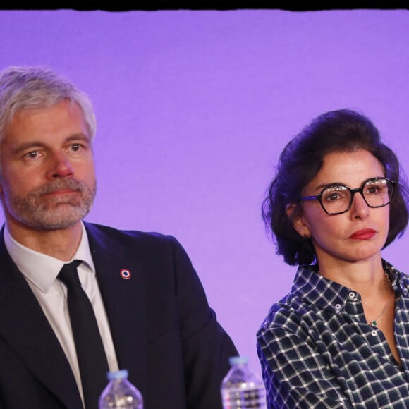 Laurent Wauquiez, Rachida Dati - Réunion publique "La droite au coeur!" autour de E.Ciotti au siège des Républicains à Paris le 8 décembre 2022. © Alain Guizard / Bestimage