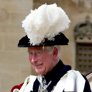 Le prince Charles, prince de Galles, lors de la cérémonie annuelle de l'Ordre de la Jarretière (Garter Service) au château de Windsor. Le très noble ordre de la Jarretière (Most Noble Order of the Garter) est le plus élevé des ordres de chevalerie britanniques créé par le roi Edouard III. L'ordre inclut aussi des membres supplémentaires de la famille royale ou des souverains étrangers, appelés "chevaliers et dames surnuméraires". Cette année, la reine Elizabeth II d'Angleterre a installé deux nouveaux chevaliers dans l'Ordre de la Jarretière, le roi Felipe VI d'Espagne et le roi Willem-Alexander des Pays-Bas. Windsor, le 17 juin 2019.