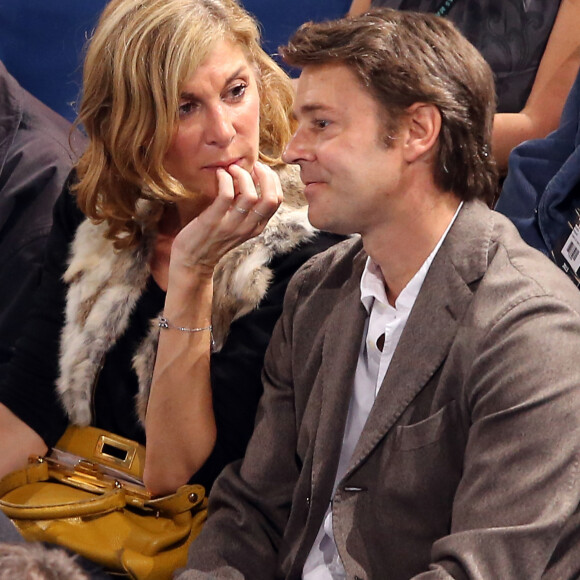 Michele Laroque et Francois Baroin assistent a l'Open Masters 1000 de Tennis Paris Bercy le 1er novembre 2013.