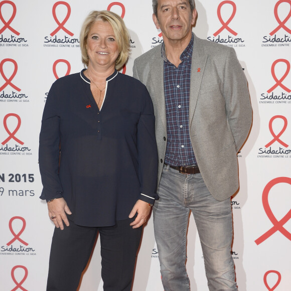 Marina Carrère d'Encausse et Michel Cymes - Soirée de lancement du "Sidaction 2015" au Musée du Quai Branly à Paris, le 2 mars 2015.