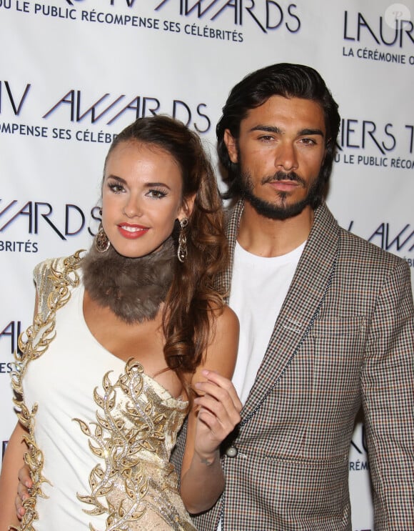 Vanessa Lawrens et son compagnon Julien Guirado - Soirée des Lauriers TV Awards au Théâtre des Variétés à Paris, le 13 janvier 2016. © Denis Guignebourg/Bestimage