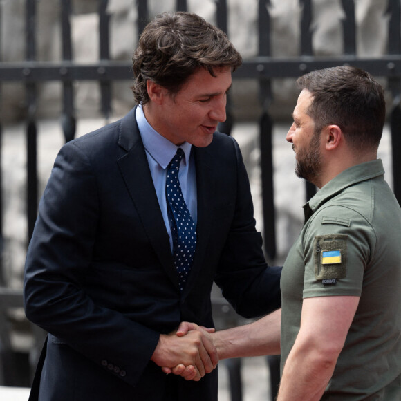 Le président Volodymyr Zelensky reçoit Justin Trudeau à Kiev le 10 juin 2023. © Ukraine Presidency via Bestimage