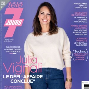 Julia Vignali en couverture du magazine "Télé 7 jours", numéro du 14 août 2023.