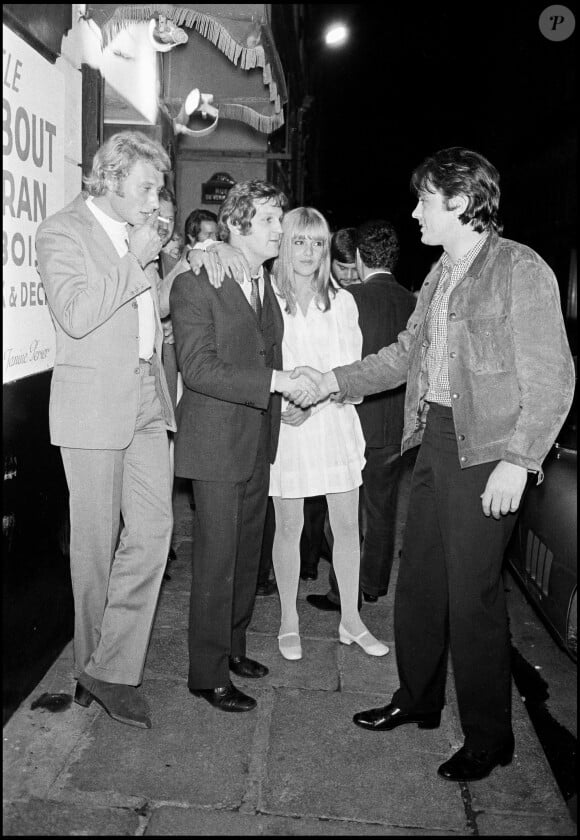 Jean-Jacques Debout, Alain Delon, Johnny Hallyday et Sylvie Vartan - 1968