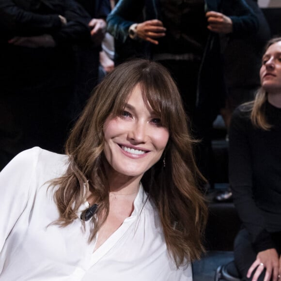 Exclusif - Carla Bruni Sarkozy et son mari Nicolas Sarkozy - Enregistrement de l'émission "Le Grand Echiquier", diffusée le 1er juillet sur France 2. Le 21 mars 2022 © Cyril Moreau / Bestimage