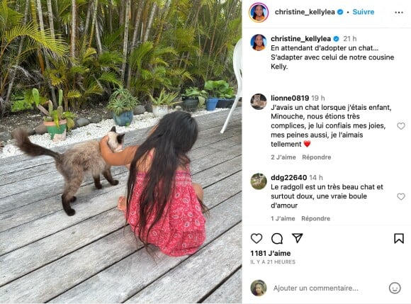 Ce jeudi 17 août 2023, l'ex-membre du CSA a certainement fait craquer ses followers en relayant de rare images de sa fille posant de dos en compagnie d'un adorable petit chat.